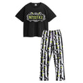 Black-White - Front - Beetlejuice Womens-Ladies Logo Short-Sleeved Long Pyjama Set