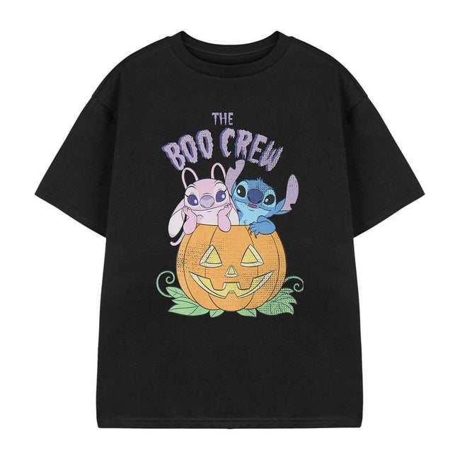 Black - Front - Lilo & Stitch Girls Boo Crew Short-Sleeved T-Shirt