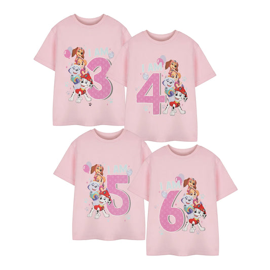 Pink - Front - Paw Patrol Girls I Am 3 Short-Sleeved Birthday T-Shirt