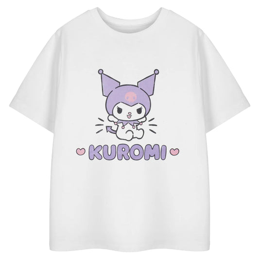 White - Front - Hello Kitty Girls Kuromi Heart T-Shirt