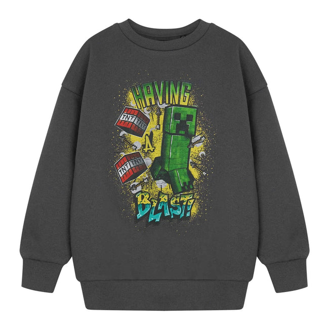 Grey - Front - Minecraft Boys Having A Blast Sweatshirt
