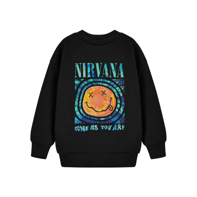 Black - Front - Nirvana Childrens-Kids Come As You Are Sweatshirt