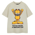 Oatmeal-Yellow-Black - Front - Garfield Boys Smiling Cat Short-Sleeved T-Shirt