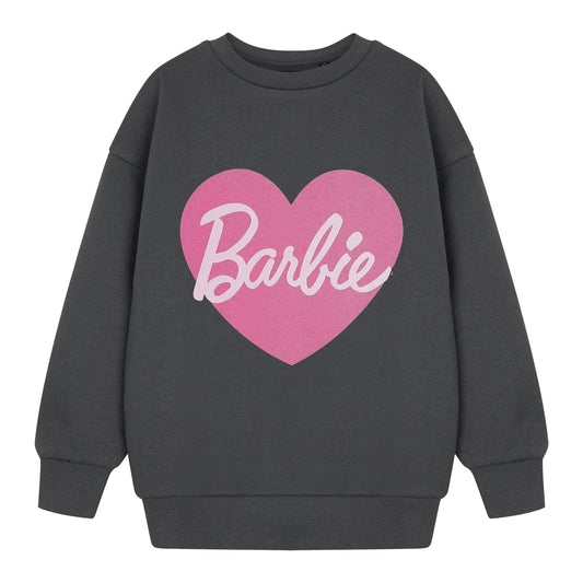Grey - Front - Barbie Girls Heart Sweatshirt