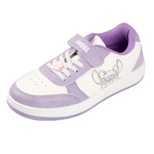 Purple-White - Front - Lilo & Stitch Girls Angel Hook and Loop Trainers