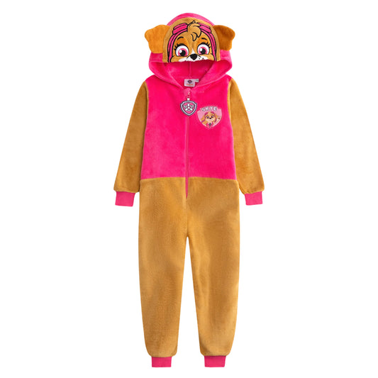 Brown-Pink - Front - Paw Patrol Girls Skye All-In-One Nightwear