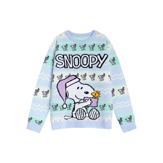 Blue - Front - Peanuts Womens-Ladies Snoopy Christmas Jumper