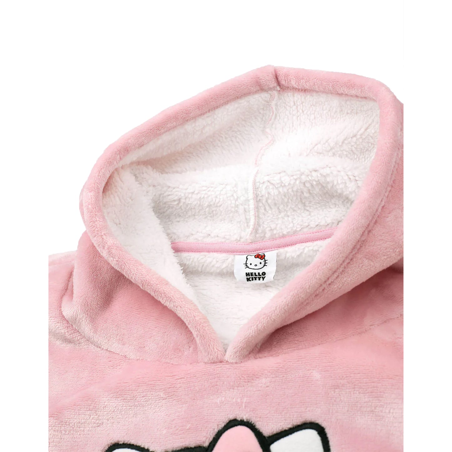 Pink - Side - Hello Kitty Womens-Ladies Character Face Blanket Hoodie