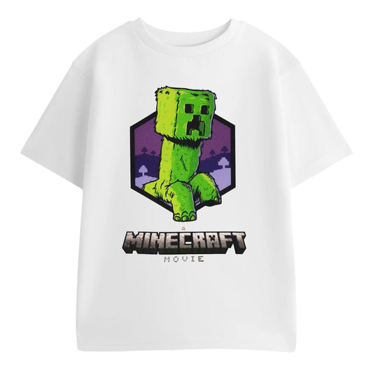 White - Front - Minecraft Boys Creeper T-Shirt