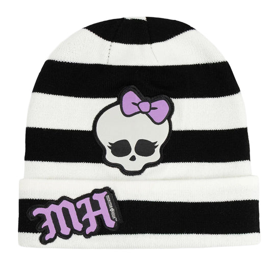 Black-White-Purple - Front - Monster High Womens-Ladies Skullette Beanie