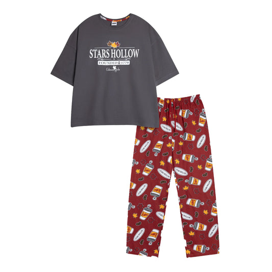 Multicoloured - Front - Gilmore Girls Womens-Ladies Stars Hollow Short-Sleeved Long Pyjama Set
