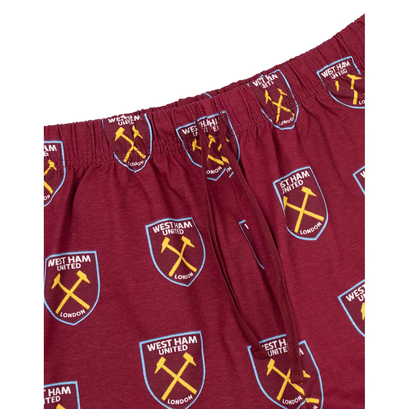 Claret - Close up - West Ham United FC Unisex Adult Crest Short-Sleeved Long Pyjama Set