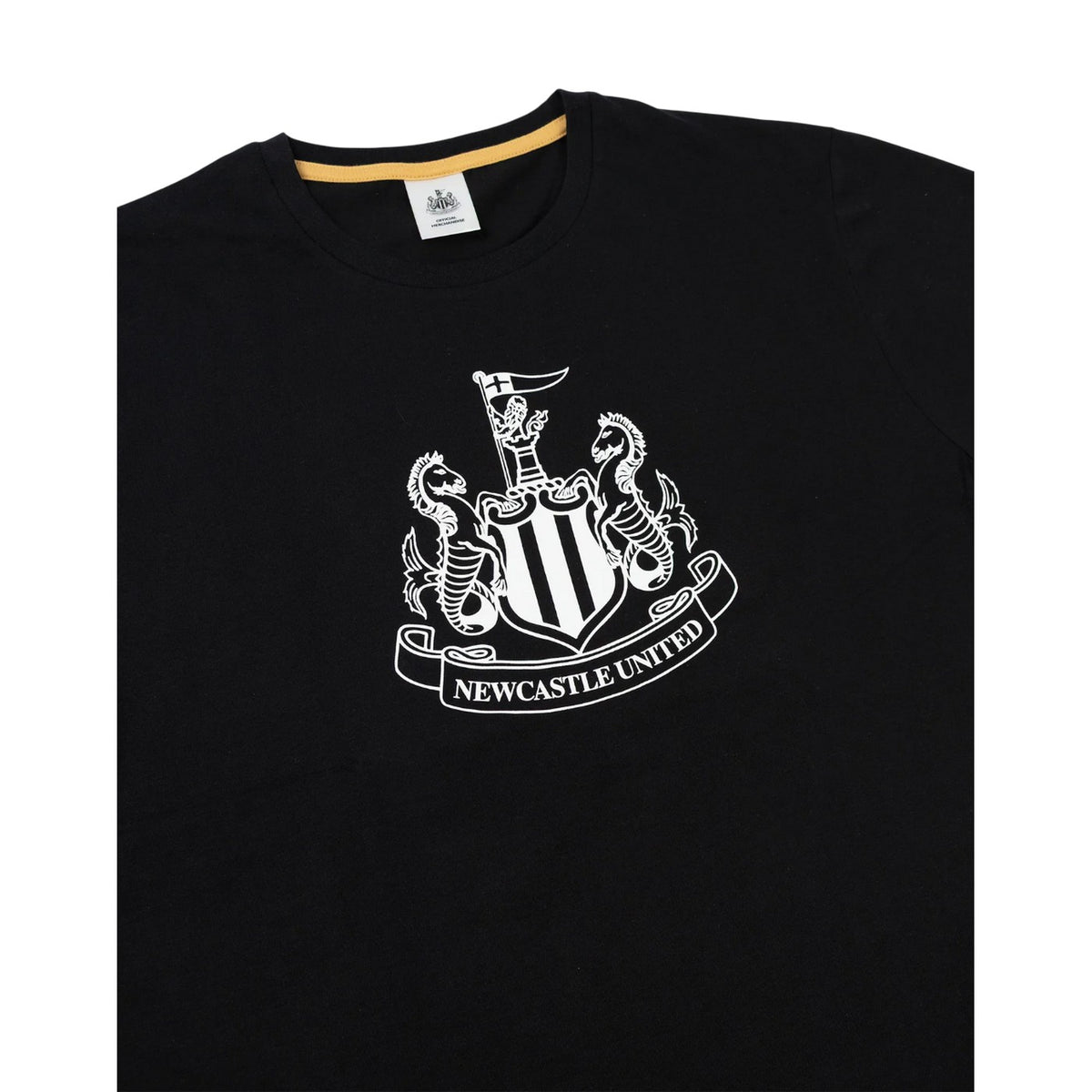 Black-Grey - Close up - Newcastle United FC Mens Crest Short-Sleeved Long Pyjama Set