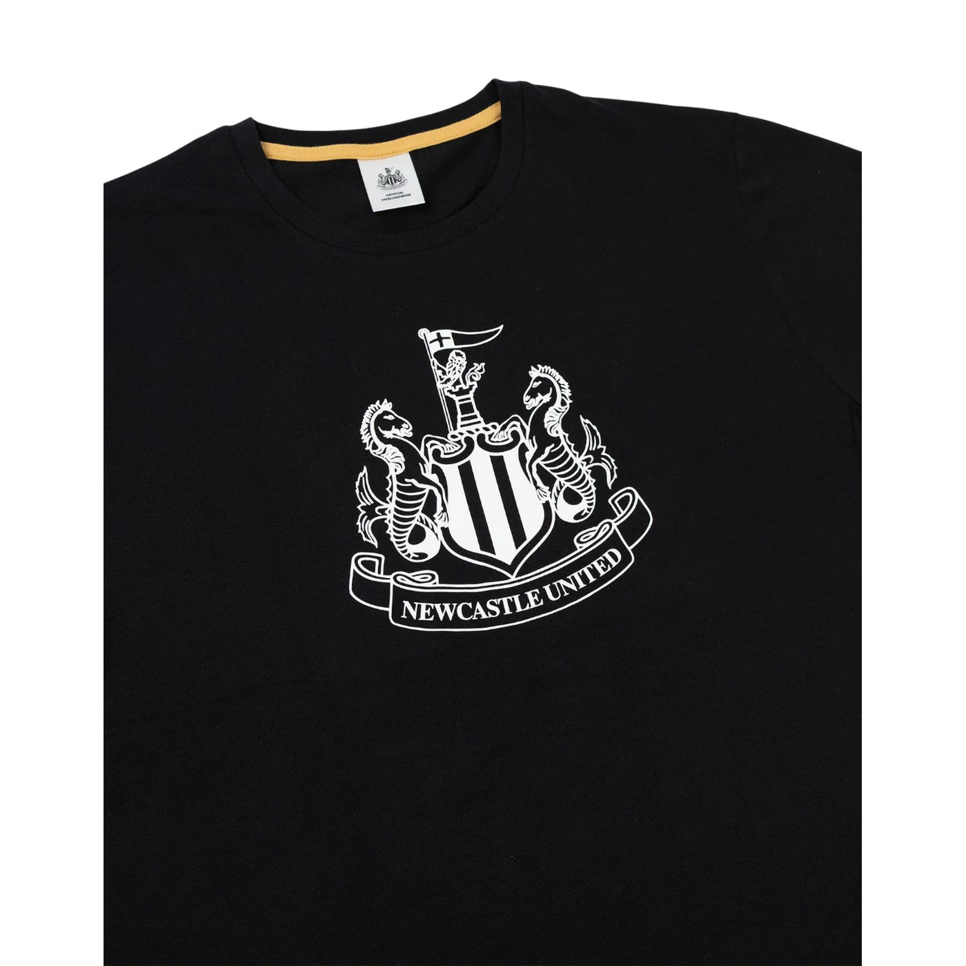Black-Grey - Close up - Newcastle United FC Mens Crest Short-Sleeved Long Pyjama Set