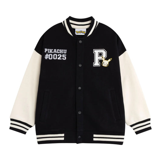 Black Solid - Front - Pokemon Boys Pikachu Varsity Jacket