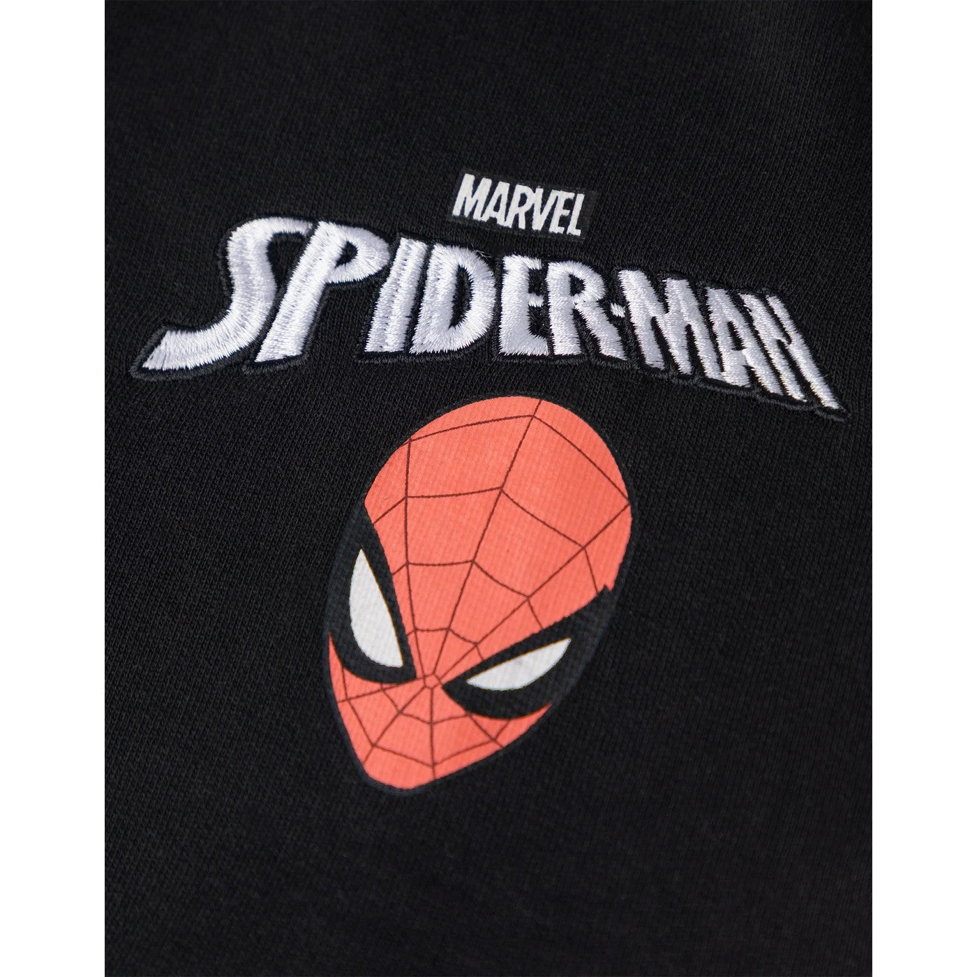 Black - Close up - Spider-Man Boys Embroidered Logo Varsity Jacket