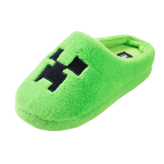 Green-Grey - Front - Minecraft Boys Creeper Printed Slippers