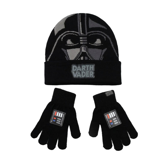 Black - Front - Star Wars Boys Darth Vader Beanie & Gloves Set
