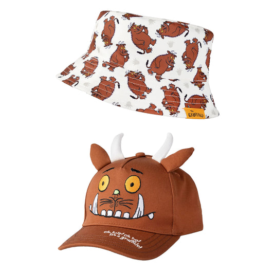 Brown - Front - The Gruffalo Boys Character Reversible Bucket Hat & Cap Set