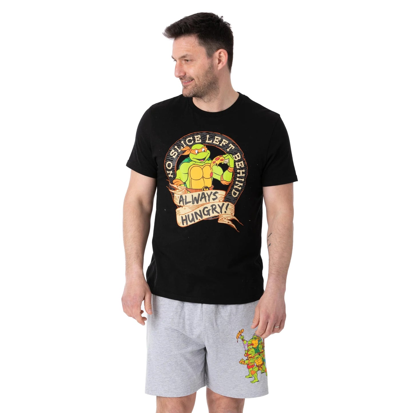 Grey-Black - Lifestyle - Teenage Mutant Ninja Turtles Mens Always Hungry Short-Sleeved Short Pyjama Set