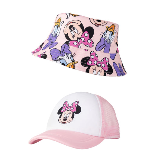 Pink - Front - Disney Girls Minnie Mouse Bucket Hat & Cap Set