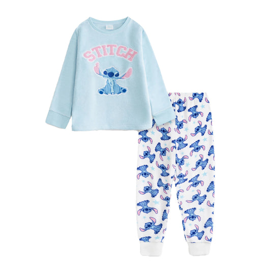 Blue-White - Front - Lilo & Stitch Girls Stitch Long Pyjama Set