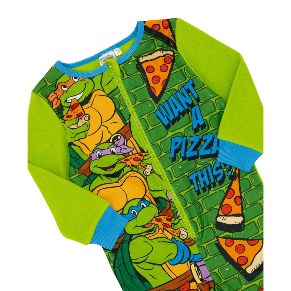 Green - Close up - Teenage Mutant Ninja Turtles Childrens-Kids Characters All-In-One Nightwear