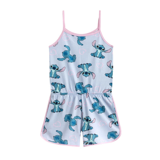 Blue - Front - Lilo & Stitch Girls Stitch All-Over Print Sleeveless Playsuit