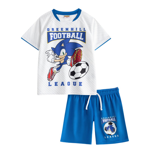 White-Blue - Front - Sonic The Hedgehog Boys Greenhill League Football Kit