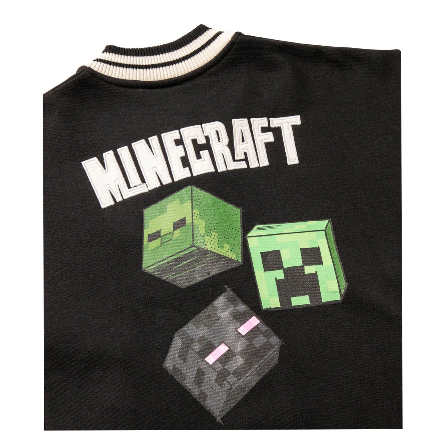 Black - Lifestyle - Minecraft Boys Creeper Varsity Jacket