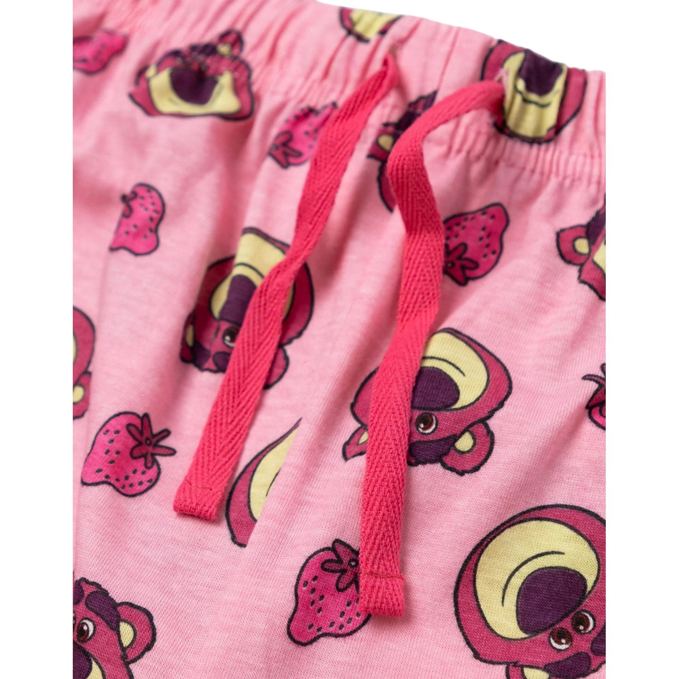 Pink-Red - Close up - Toy Story Womens-Ladies Lotso Face Short-Sleeved Long Pyjama Set