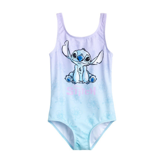 Multicoloured - Front - Lilo & Stitch Girls Stitch One Piece Swimsuit
