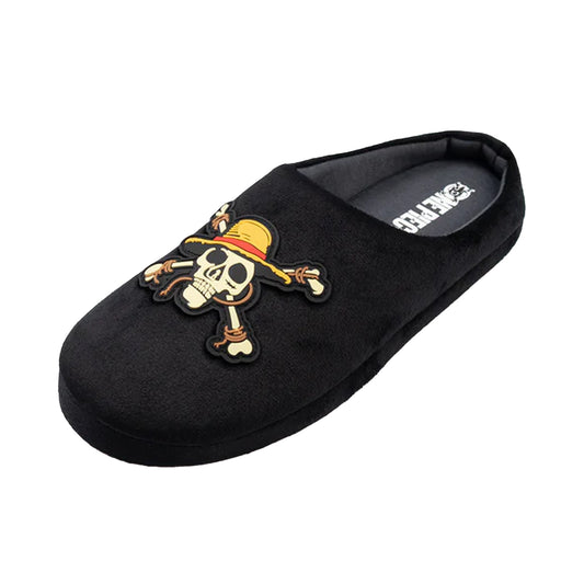 Black - Front - One Piece Mens Logo Mule Slippers