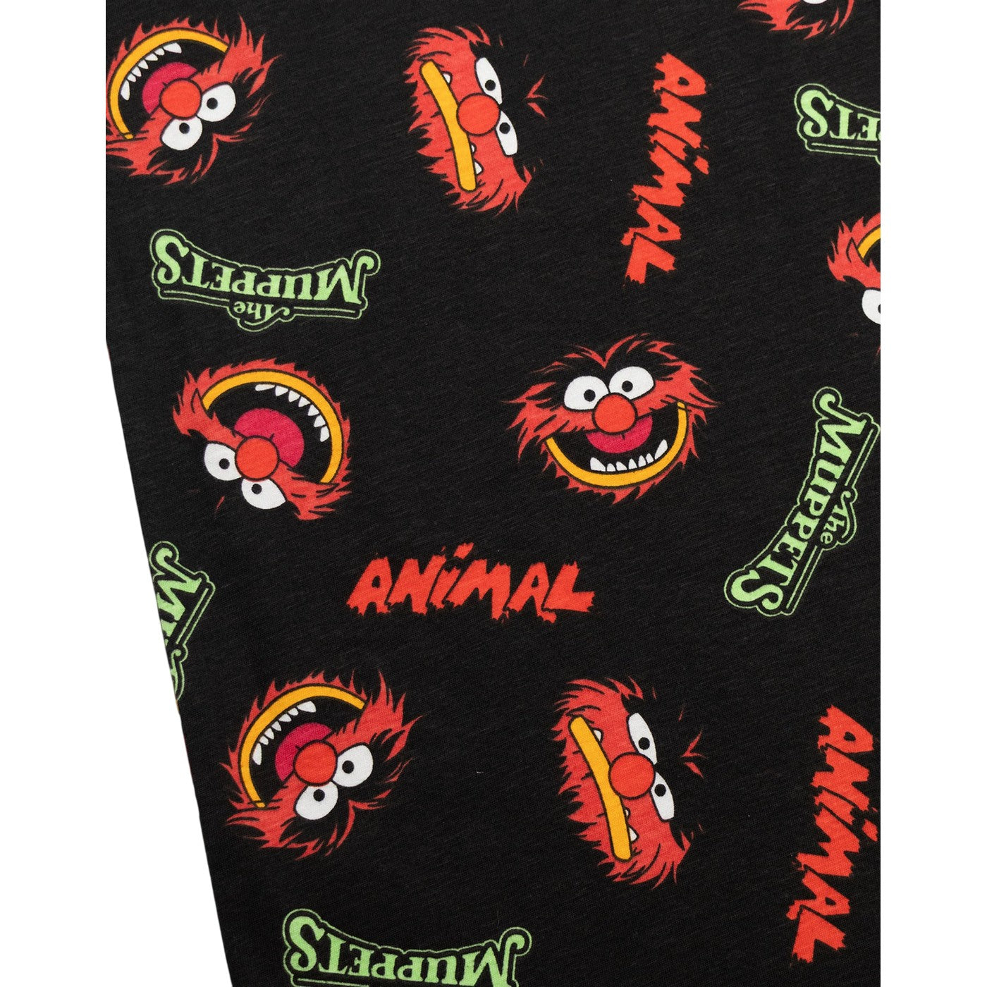 Black - Close up - The Muppets Mens Animal Short-Sleeved Long Pyjama Set