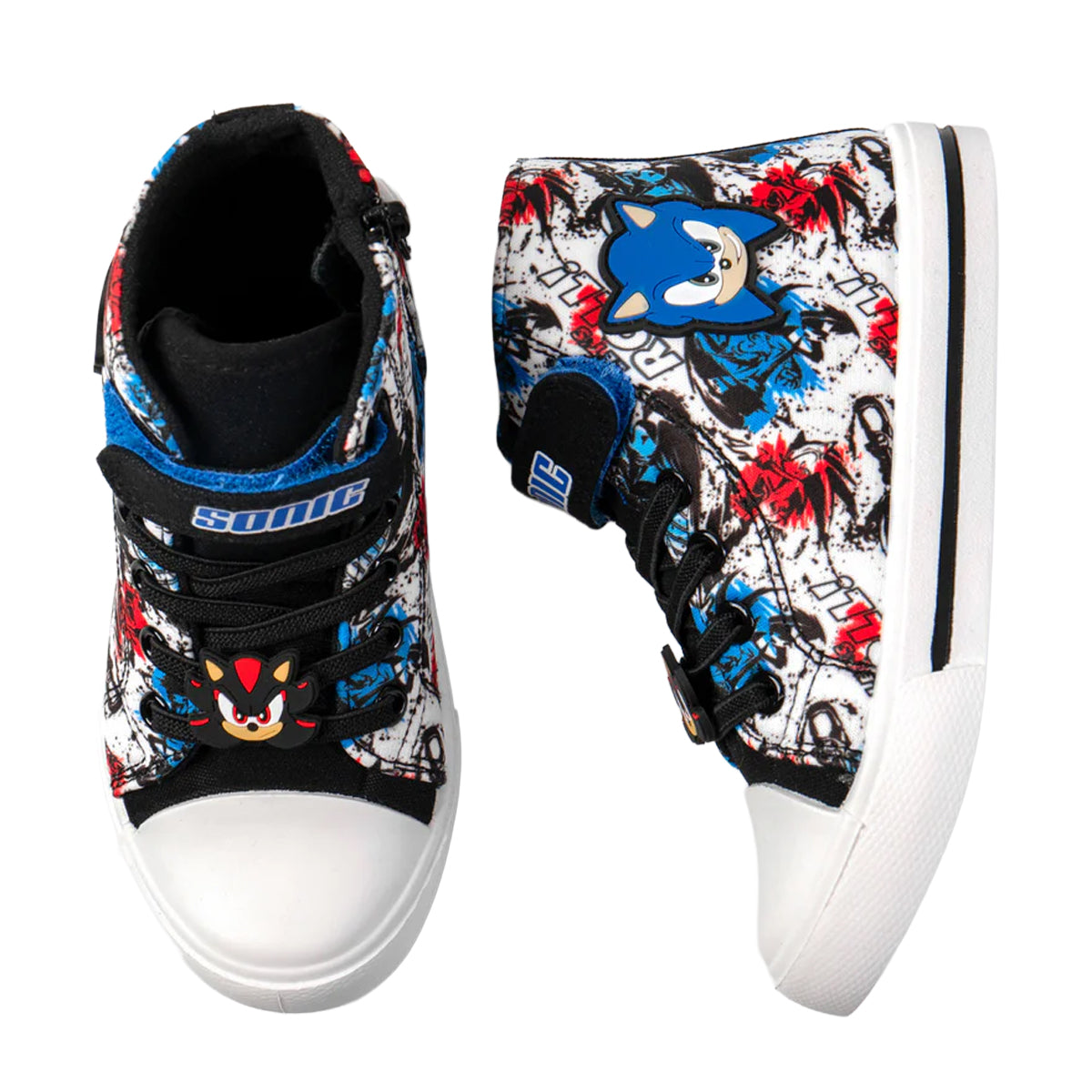 Black-White-Red - Lifestyle - Sonic The Hedgehog Boys Graffiti Lace Up Trainers