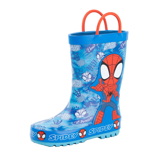 Blue-Red - Front - Spidey And His Amazing Friends Childrens-Kids Thwip Wellington Boots