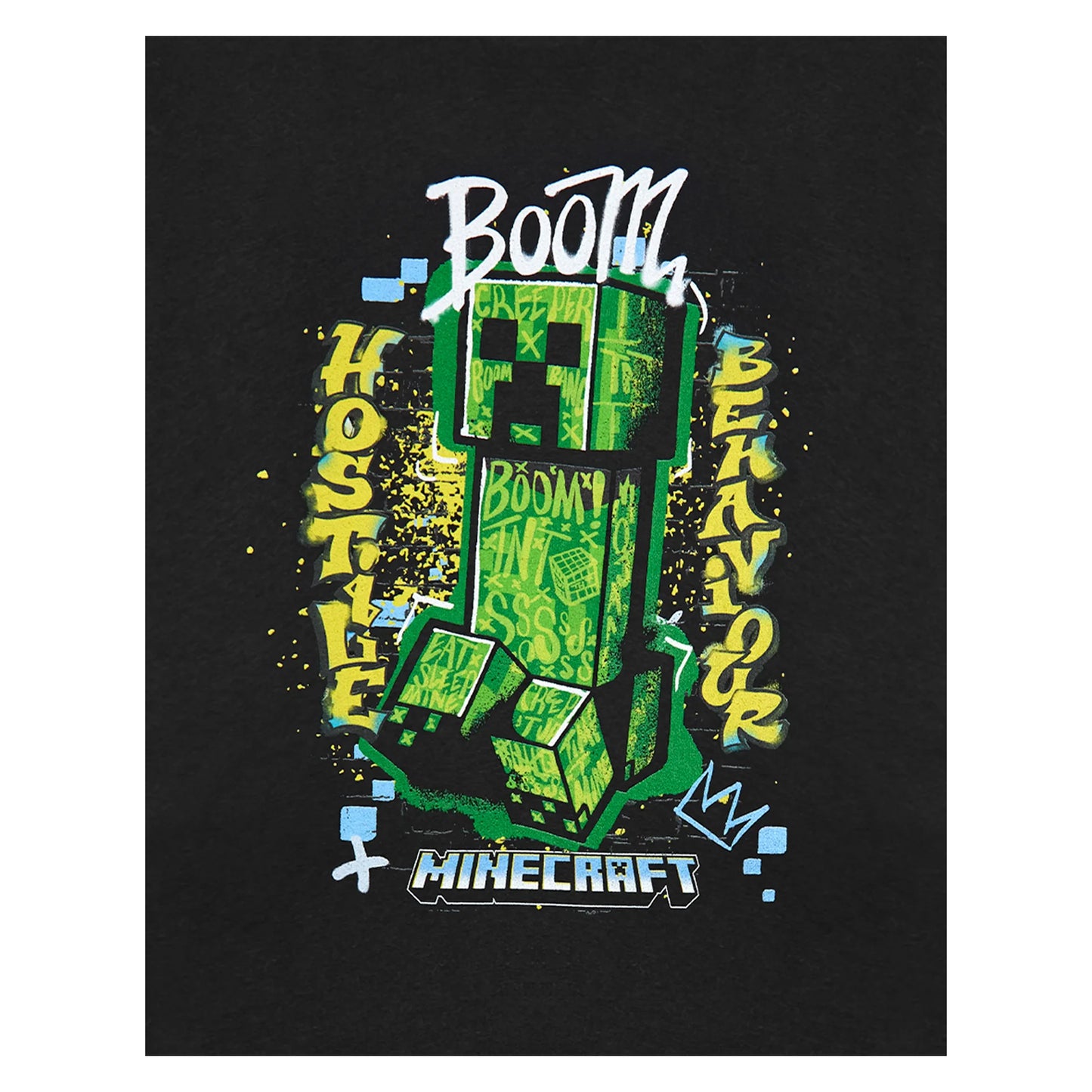 Black - Lifestyle - Minecraft Boys Hostile Behaviour Short-Sleeved T-Shirt