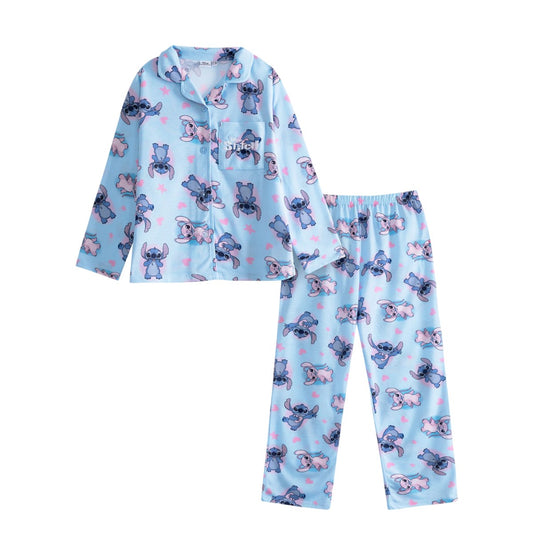 Blue - Front - Lilo & Stitch Girls Character Long-Sleeved Long Pyjama Set
