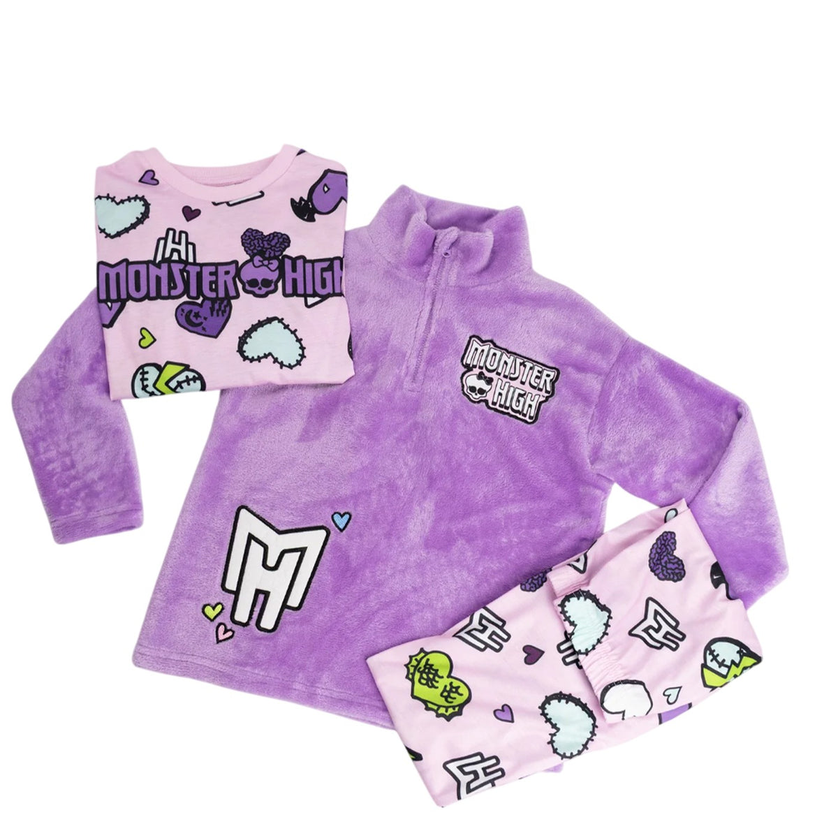 Multicoloured - Close up - Monster High Girls Long-Sleeved Long Pyjama Set (Pack of 3)