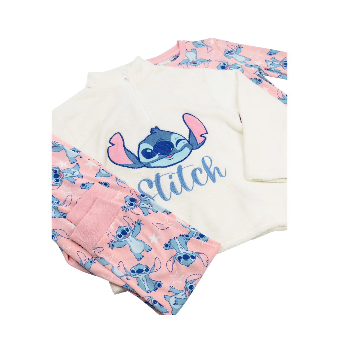 Pink-White - Close up - Lilo & Stitch Girls Stitch Long-Sleeved Long Pyjama Set (Pack of 3)