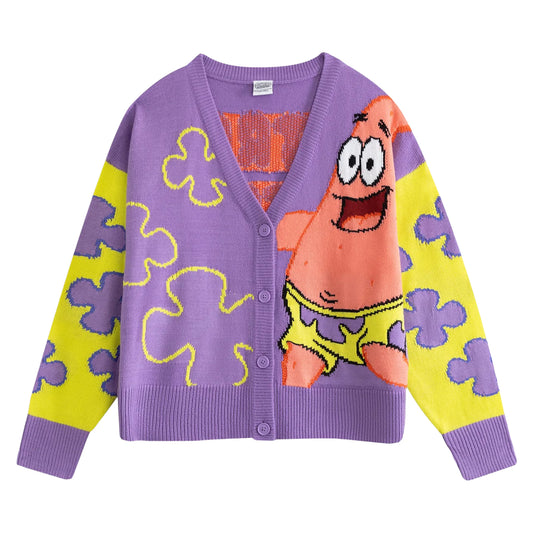 Purple-Pink-Yellow - Front - SpongeBob SquarePants Womens-Ladies Patrick Star Cardigan