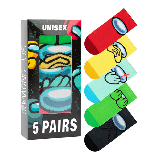 Multicoloured - Front - Among Us Boys Character Calf-Length Socks (Pack of 5)