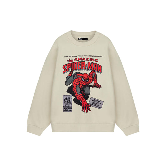 Oatmeal - Front - The Amazing Spider-Man Mens Action Pose Sweatshirt
