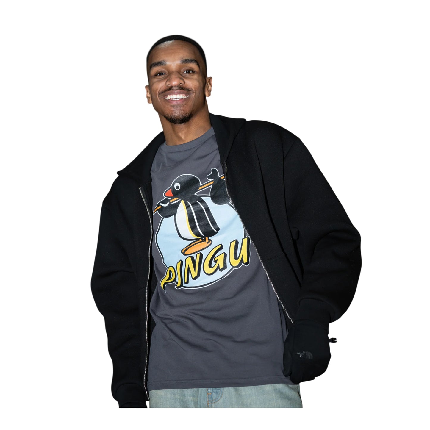 Grey - Lifestyle - Pingu Unisex Adult Retro Short-Sleeved T-Shirt