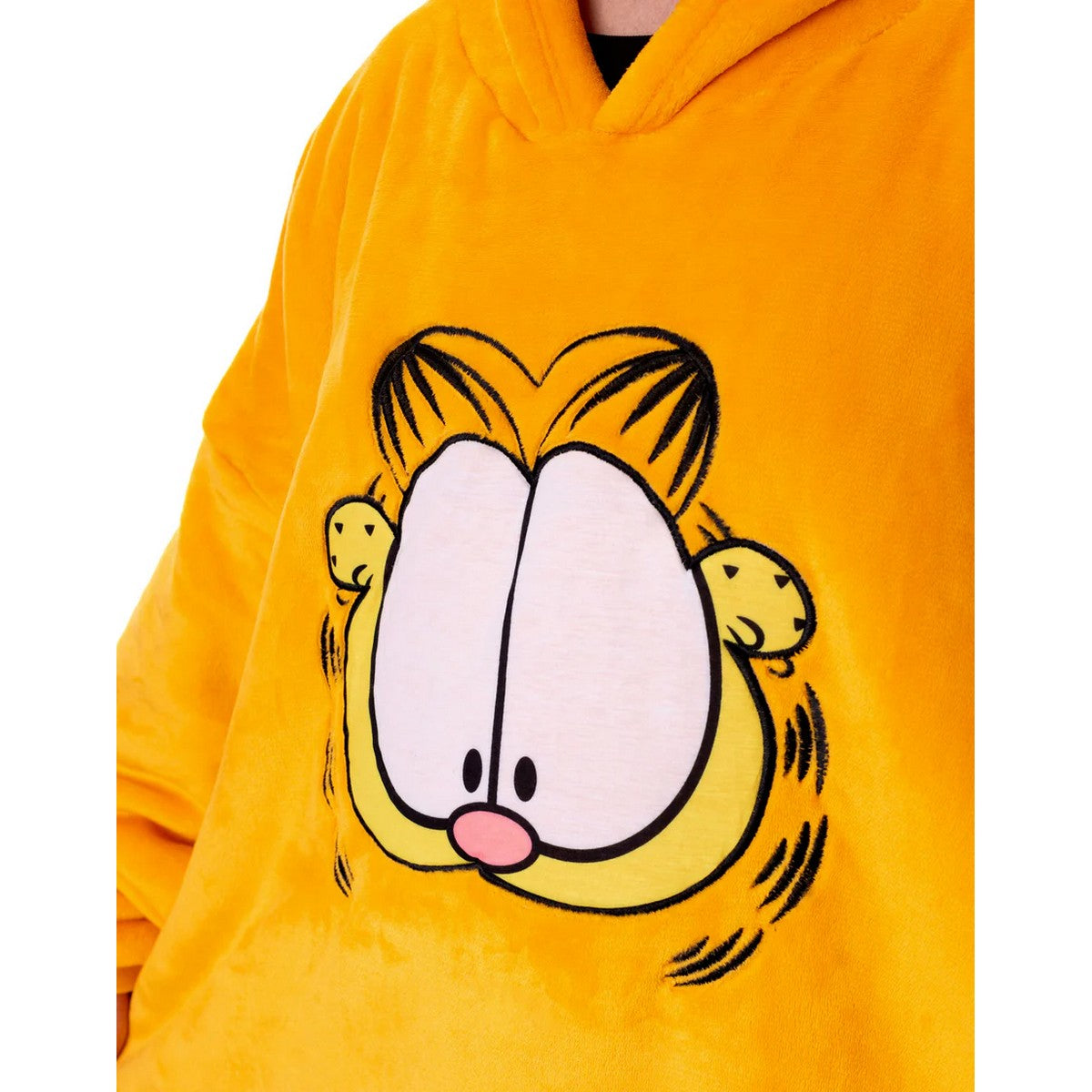 Orange - Side - Garfield Unisex Adult Face Oversized Blanket Hoodie