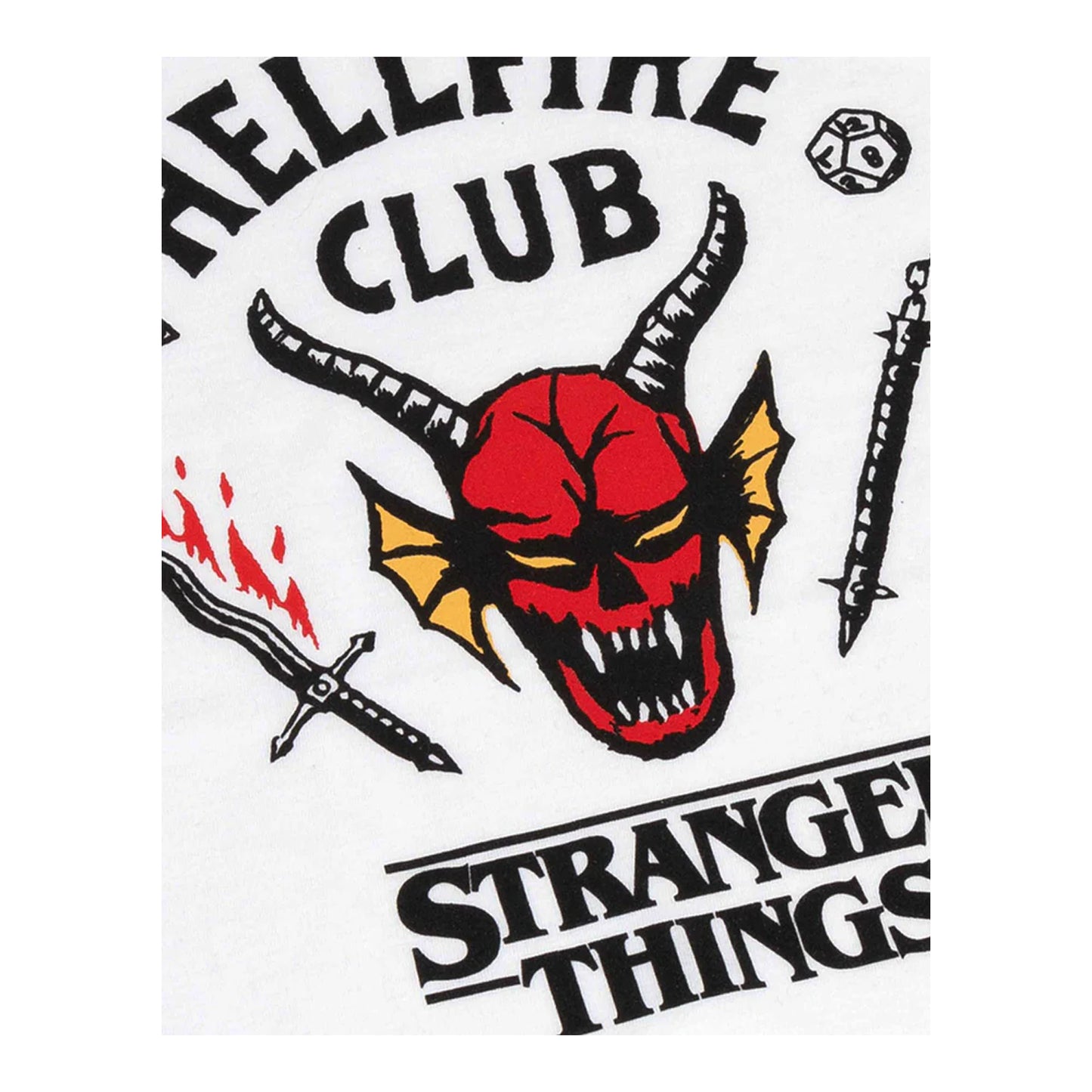 White - Side - Stranger Things Childrens-Kids Hellfire Club T-Shirt