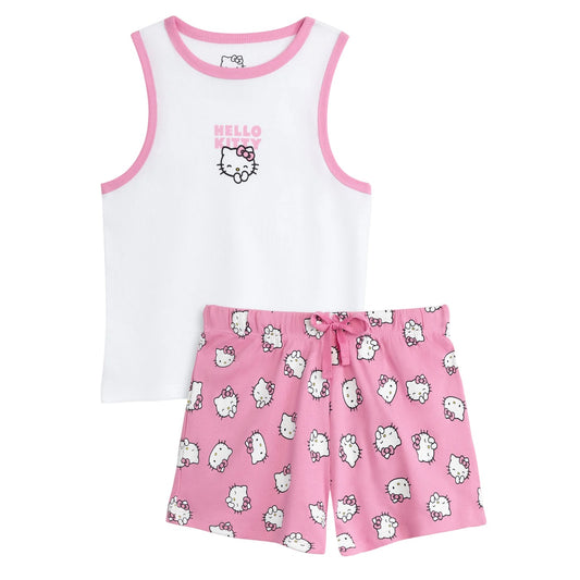 Pink - Front - Hello Kitty Womens-Ladies Character Pyjama Set