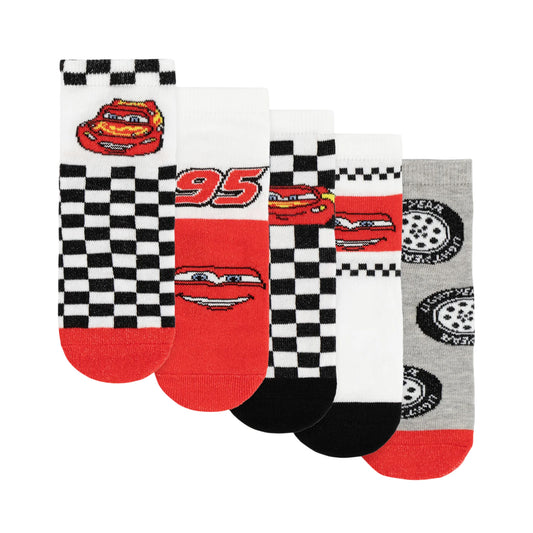 Multicoloured - Front - Cars Boys Assorted Designs Calf-Length Socks (Pack of 5)