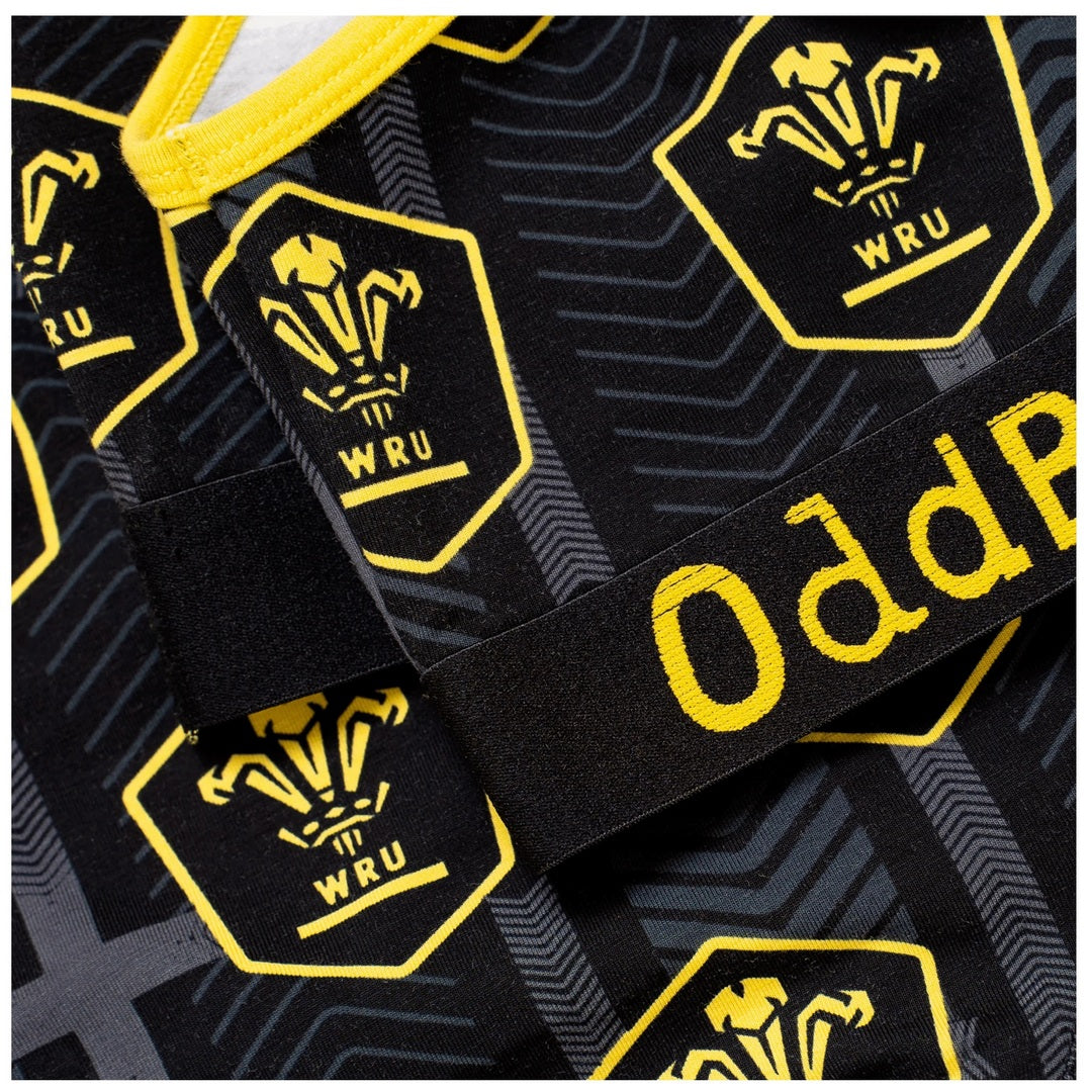 Black-Yellow - Side - OddBalls Womens-Ladies Alternate Welsh Rugby Union Bralette