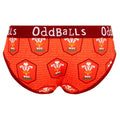 Red - Back - OddBalls Womens-Ladies Home Welsh Rugby Union Briefs